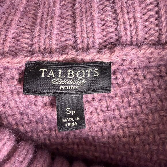 Talbots Petites Cowl Neck Cable Knit Sweater, Lavender Wool Alpaca Sz. Sm 2/$50 - Picture 6 of 11
